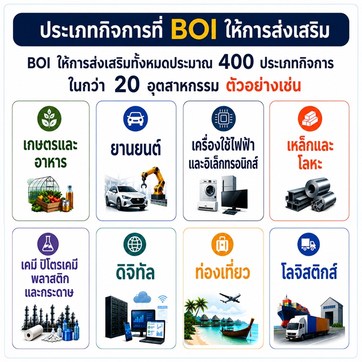 ประเภทกิจการที่ BOI ส่งเสริม
